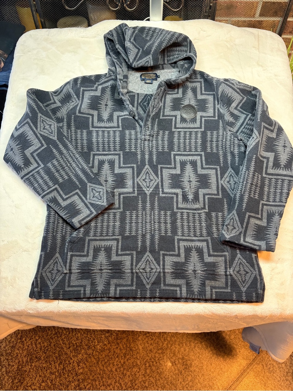Pendleton Driftwood Chamois Hoodie Sweatshirt  Small